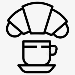 点线集合羊角面包配茶烘焙食品烘焙项目图标高清图片