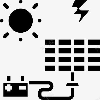 太阳能电池板智能家居32实心图标图标