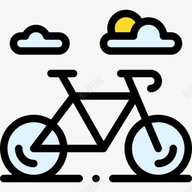自行车城市生活39线性颜色图标图标
