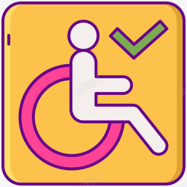 轮椅共工作空间5线性颜色图标图标