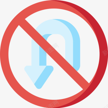 禁止转弯信号灯和禁令5平坦图标图标