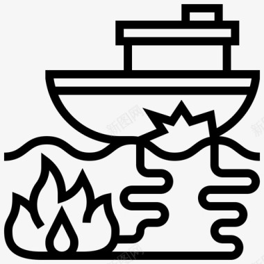 船全球变暖4线性图标图标
