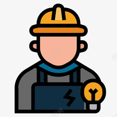 电工工作和职业3线性颜色图标图标