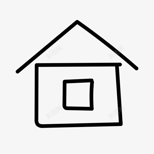 窗户手绘的房子图标svg_新图网 https://ixintu.com 手绘的房子 窗户