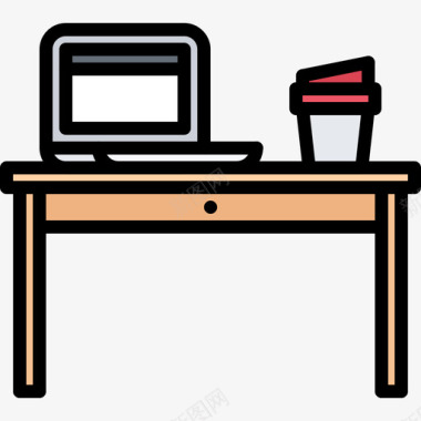 办公桌咖啡71彩色图标图标