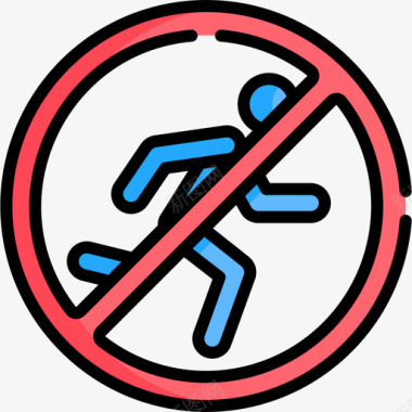 禁止跑步16号游泳池线性颜色图标图标