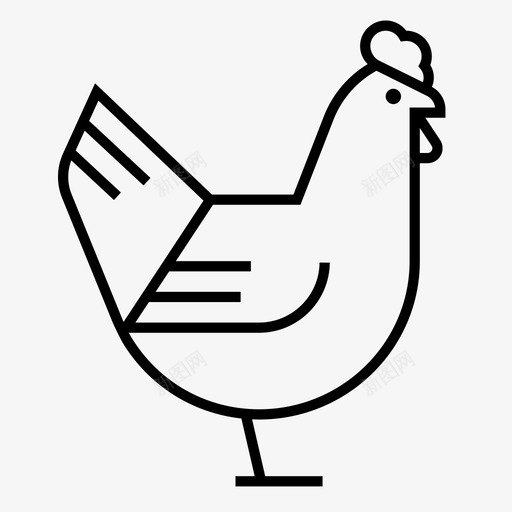 鸡肉农场动物农场图标svg_新图网 https://ixintu.com 农场 动物 图标 家禽 母鸡 线图 鸡肉
