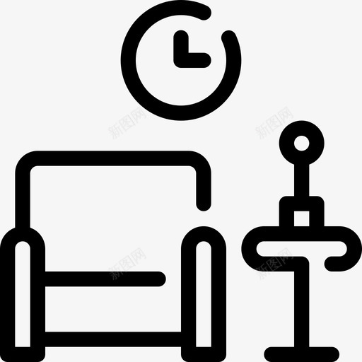 沙发时钟客厅图标svg_新图网 https://ixintu.com 客厅 室内 家具 房间 时钟 桌子 沙发