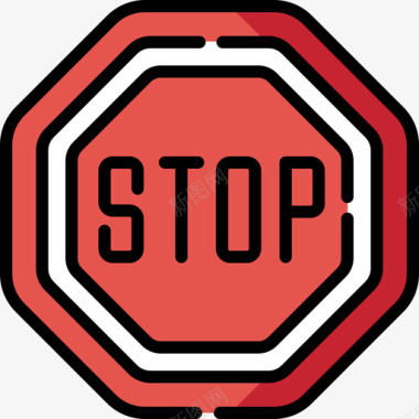 停止信号和禁止6线性颜色图标图标