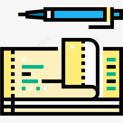 支票簿银行55线颜色图标svg_新图网 https://ixintu.com 支票簿 银行 颜色