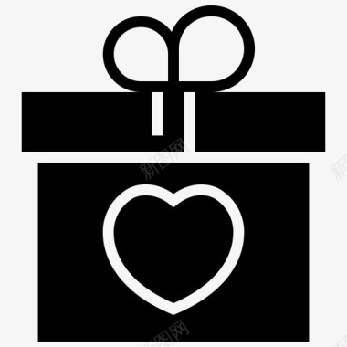 礼物爱情电子商务和购物铭文图标图标