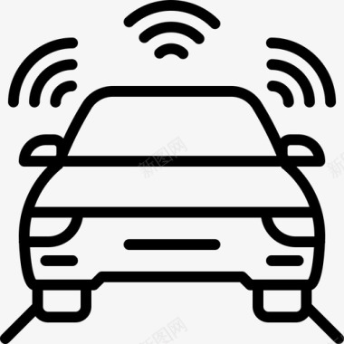 自动驾驶汽车汽车传感器无人驾驶图标图标