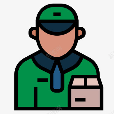 送货员工作和职业3线性颜色图标图标
