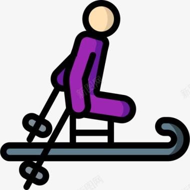 滑雪无障碍运动2线性颜色图标图标