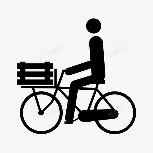 自行车运送黑色板条箱移动物品木材图标svg_新图网 https://ixintu.com 木材 木箱 板条 物品 移动 自行 自行车 车上 运送 黑色