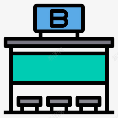 公交车站城市元素47线条颜色图标图标