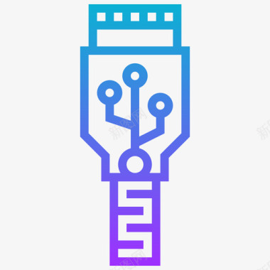 Usb连接器类型3渐变图标图标