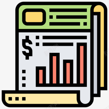 报纸投资58线性颜色图标图标