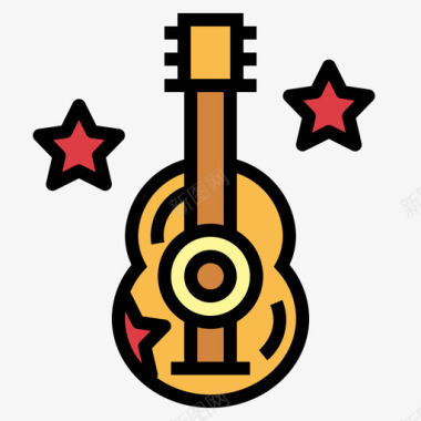 吉他朋克摇滚3线性颜色图标图标