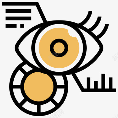 眼睛扫描人工智能61黄色阴影图标图标