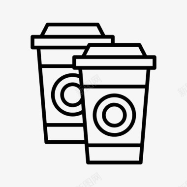两杯咖啡外卖咖啡线薄图标图标