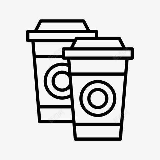 两杯咖啡外卖咖啡线薄图标svg_新图网 https://ixintu.com 两杯咖啡 咖啡线薄 外卖