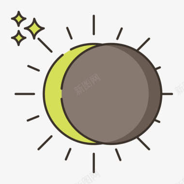 日食222号天气线性颜色图标图标