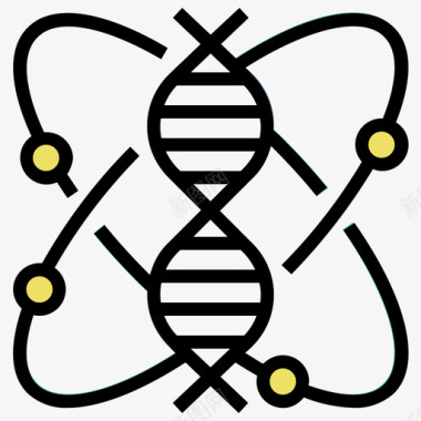 基因组学技术颠覆2线性颜色图标图标