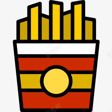 炸薯条街头食品原色图标图标