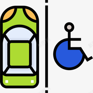 残疾停车19线性颜色图标图标