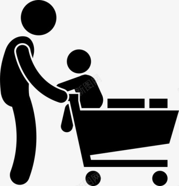 婴儿在购物车上座椅坐姿图标图标