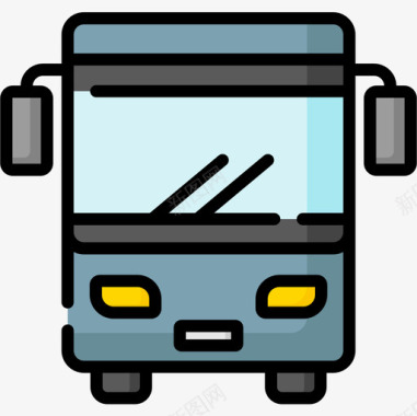 公共汽车车辆和运输12线颜色图标图标