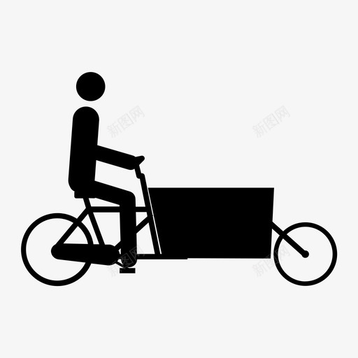 黑色载货自行车更长加长新图标svg_新图网 https://ixintu.com 交货 加长 更长 自行车 超长 载货 长货 黑色