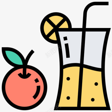 果汁健康94线性颜色图标图标