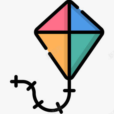风筝婴儿玩具4线性颜色图标图标