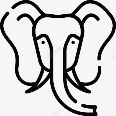 大象野生动物30头直系图标图标