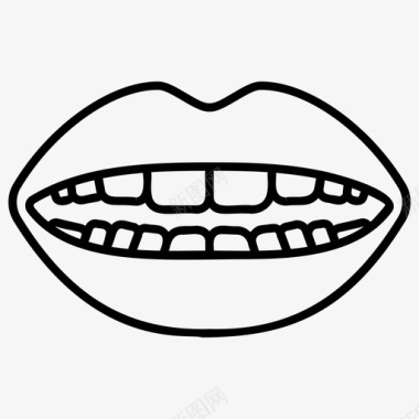 嘴咬舌头嘴唇补丁集合线标集图标图标