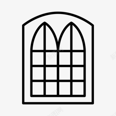 大教堂窗户建筑修道院图标图标