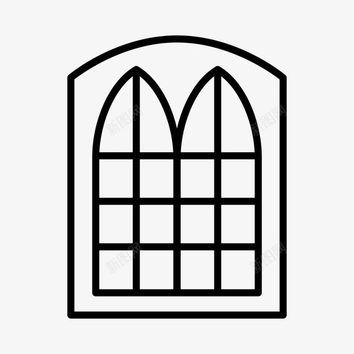 大教堂窗户建筑修道院图标svg_新图网 https://ixintu.com 修道院 多窗格窗户 大教堂窗户 建筑 窗户