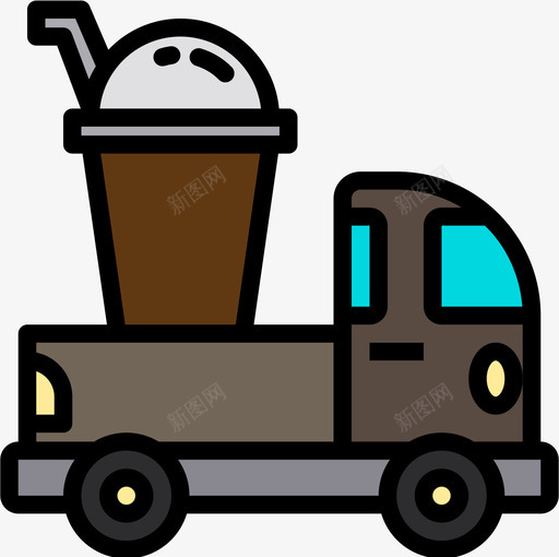 咖啡车街头食品线性颜色图标svg_新图网 https://ixintu.com 咖啡车 线性颜色 街头食品