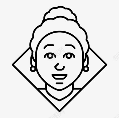 女性非洲裔头像图标图标