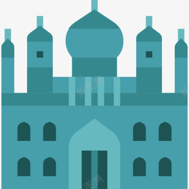 清真寺亚洲国家地标性建筑3座平坦图标图标