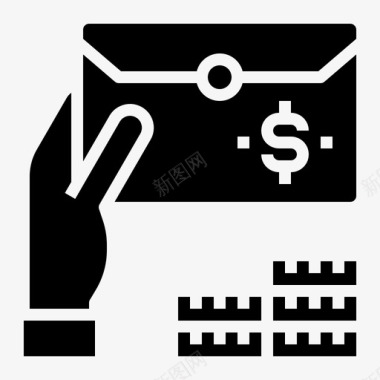 电子邮件帐单和付款填充图标图标