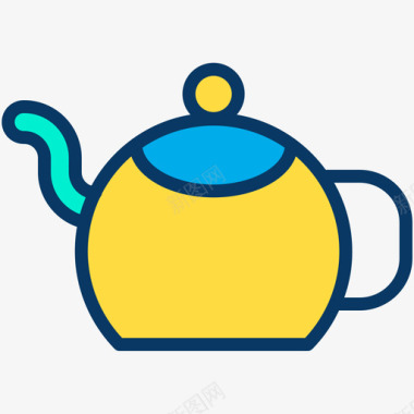 茶壶咖啡厅92线性颜色图标图标