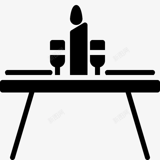 餐桌蜡烛盘子图标svg_新图网 https://ixintu.com 家具雕刻 盘子 蜡烛 酒 餐桌