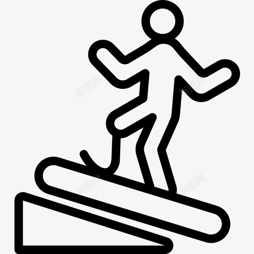 滑雪板无障碍运动1直线型图标svg_新图网 https://ixintu.com 无障碍运动1 滑雪板 直线型