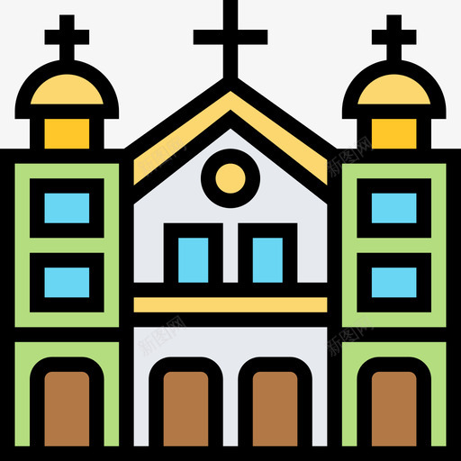 教堂建筑31线条色彩图标svg_新图网 https://ixintu.com 建筑 教堂 线条 色彩