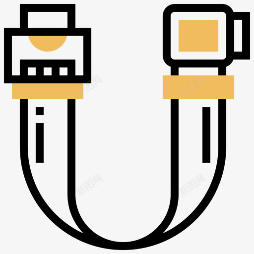 电缆连接器类型5黄色阴影图标svg_新图网 https://ixintu.com 电缆 连接器类型5 黄色阴影