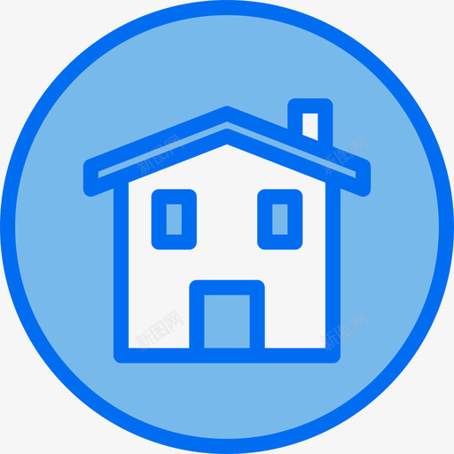 房子接口按钮6蓝色图标svg_新图网 https://ixintu.com 房子 接口按钮6 蓝色