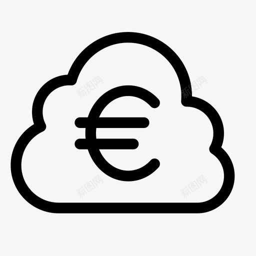 云货币欧元货币图标svg_新图网 https://ixintu.com 云数据存储 云货币 在线 欧元 货币